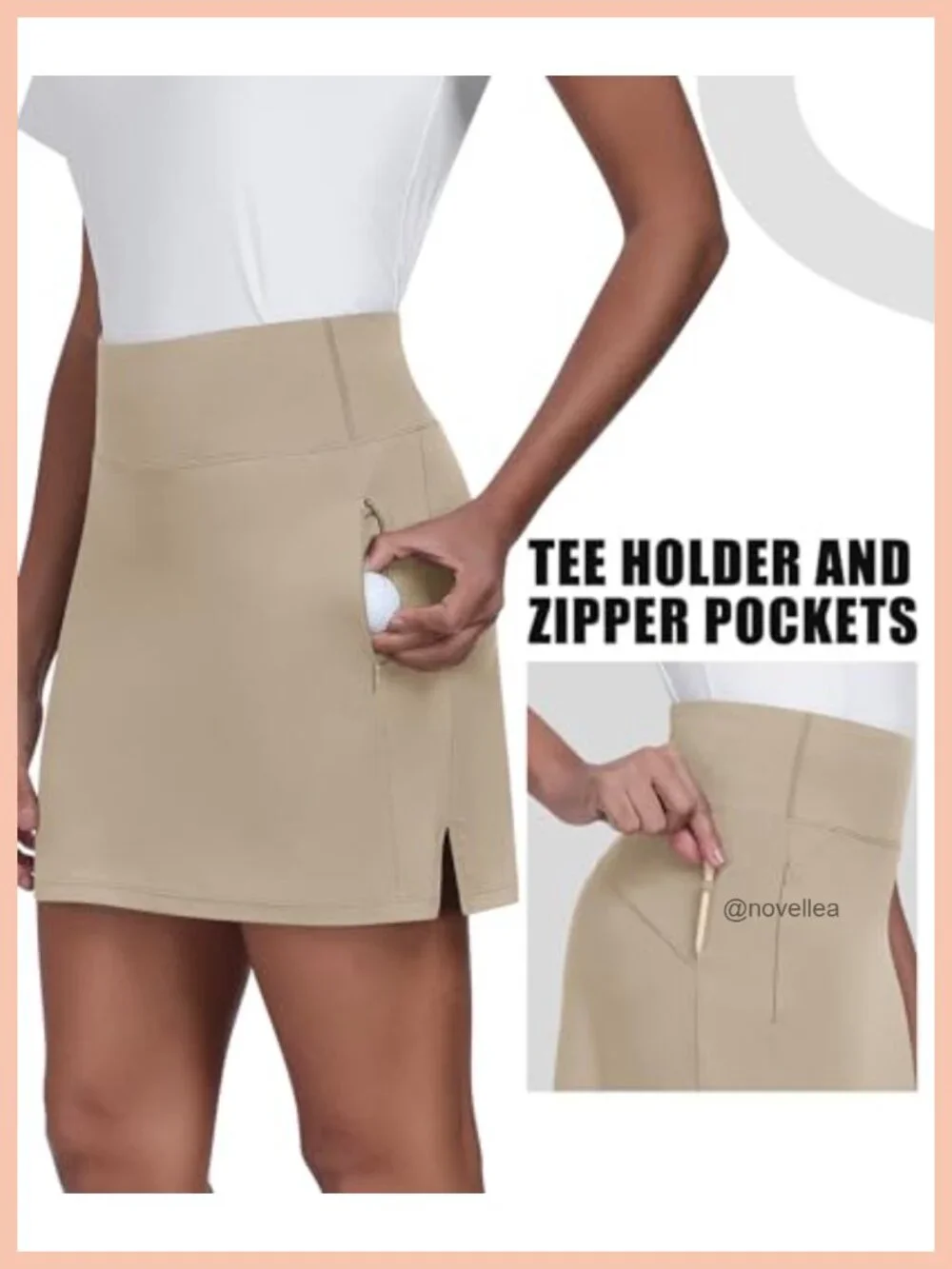 Women's Golf Skort with Zipper Pockets, High Rise Athletic Skirt